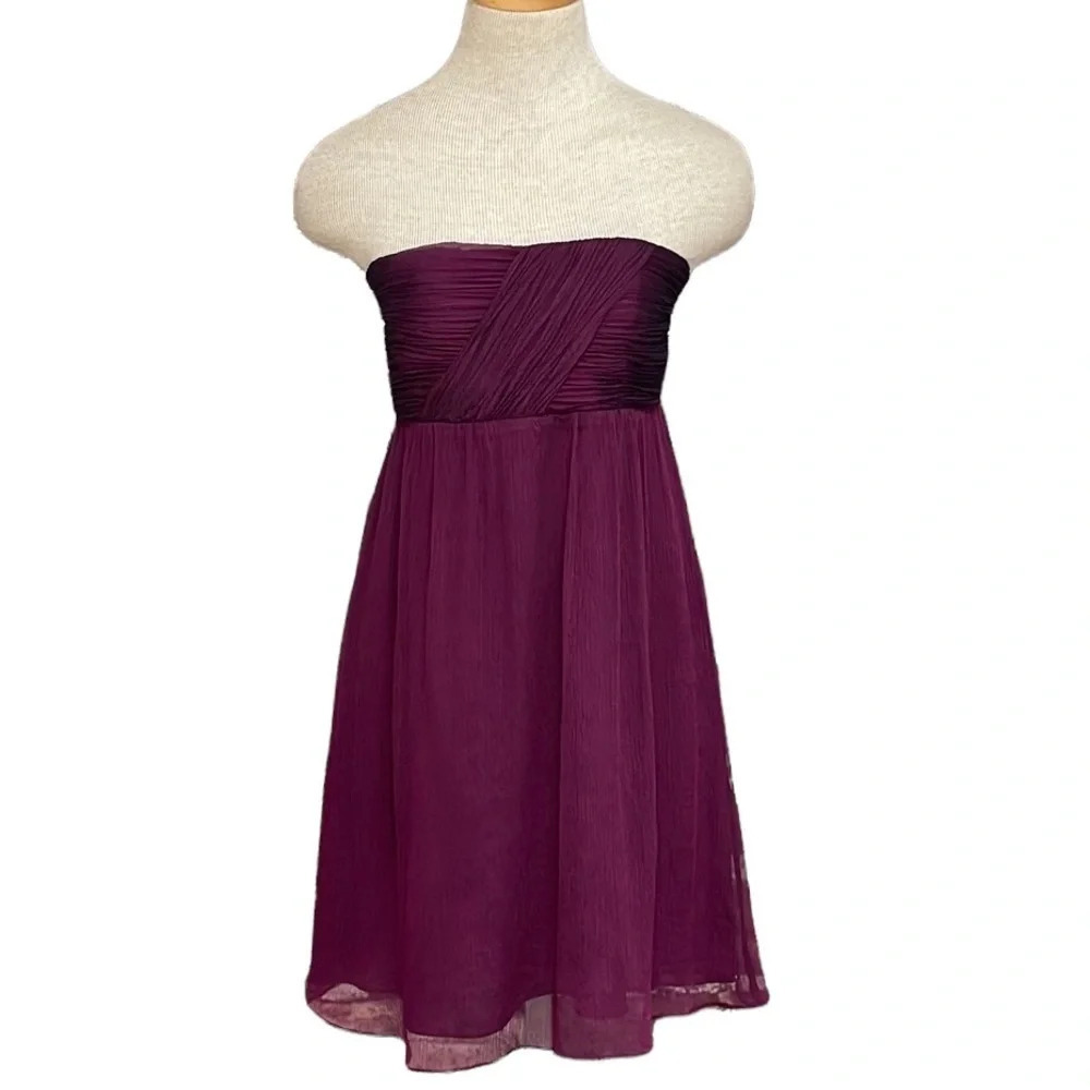 Alice + Olivia Dress Strapless Burgundy Wine Red Silk Mini Size Small